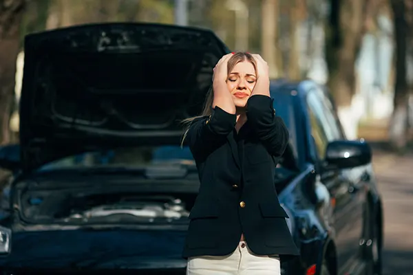 Images of a girl with a dark car